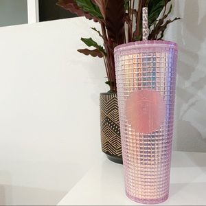 2020 Starbucks pink grid holiday cold cup